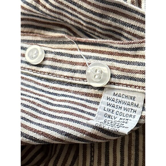 Ralph Lauren Striped Button-Down Short Sleeve Shirt XXL Cotton Brown/Cream - Picture 9 of 10